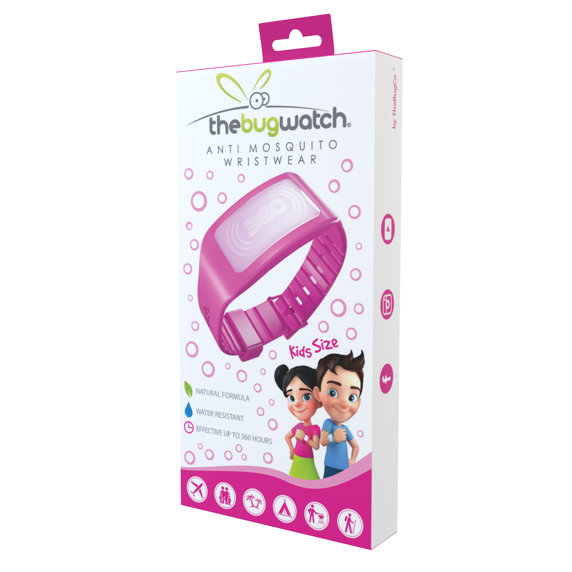 Bracelet anti-moustique pour enfant TheBugWatch Kids BugCo Super protection - Protège contre les moustiques et insectes - Repulsif à 360° - Bleu